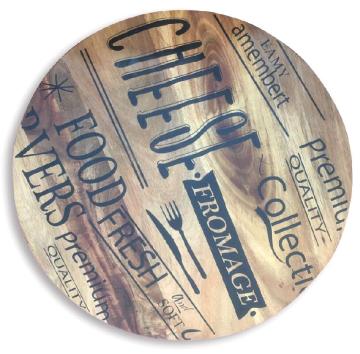 Round Acacia Wood Chopping Block With Custom Printing