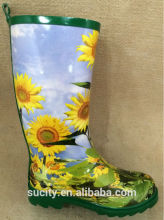 elegant lovely ladies wellington rubber rain boots with flower printing