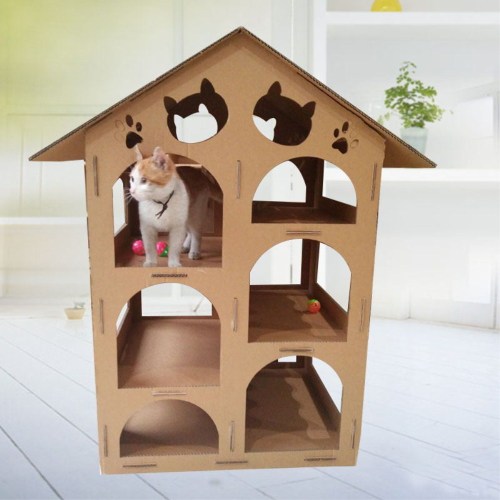 Playhouse di cartone di cartone per giocattolo di gatto