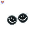 Metal new smile face gemelos espalda esmalte negro