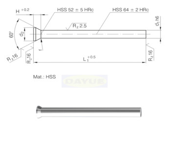 Precision Cutting punch DIN 9861 form D machining