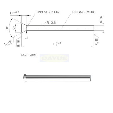 Precision Cutting punch DIN 9861 form D machining