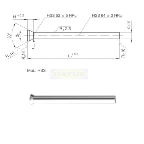 Přesný razník DIN 9861 forma DA Cutting punč