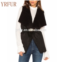 F001 Faux Fur and Suede Double Face Big Collar Cropped Vest Apparel