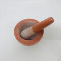 Vữa lát đá hoa cương màu đỏ và Pestle thảo mộc mài