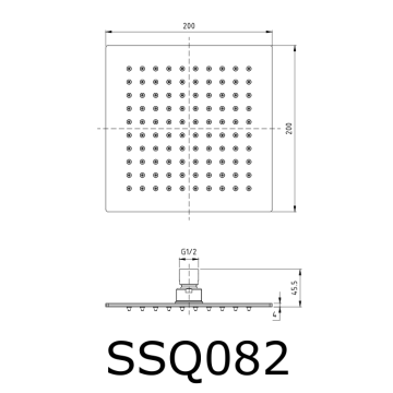 Cabeça de chuveiro quadrada de 4MM