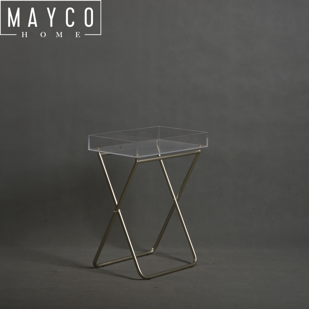 Mayco Stainless Steel Foldable Butler Serving Tray Portable Side End Tray Table for Sofa