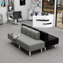 Gold Wood Frame Double Seats Leather Waiting Room Chair