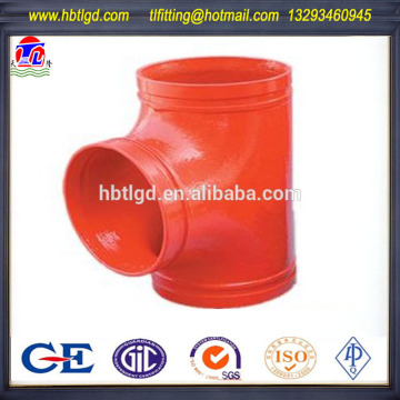 ductile iron grooved fittings tee/mechanical tee /grooved equal tee