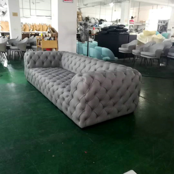 Modern home Hotel Furniture Luxury Design Sectional Tufted Leather Couch Living Room Chesterfield moon  Sofa Set by leather