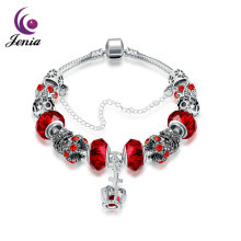 Jenia Fashion Jewelry Red Glass Bead Red Zircon Murano Bead Bracelet