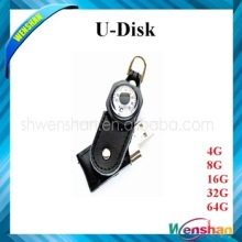 Leather Rotatable USB Free Custom Logo Flash Disk 8GB