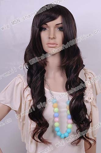 New LONG Brown Wave Kanekalon Cosplay hair wig WA130