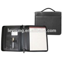 Zipper Closure Genuine Leather Portfolio Bag, Document Folder