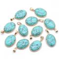 Pendentif turquoise ovale pour fabriquer un collier de bijoux 18x25 mm