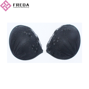 Black Lace Leaves Backless Strapless Adhesive Bra