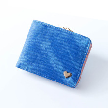 Multicolor Imitation Denim Leather Women's Wallet: Two-Fold, Small, and Personalized Coin Purse
