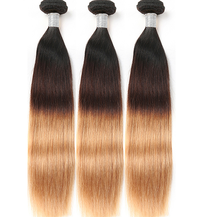 Brazilian ombre hair extensions 1b/4/27 ombre virgin peruvian straight human hair weave bundles cuticle aligned  virgin hair