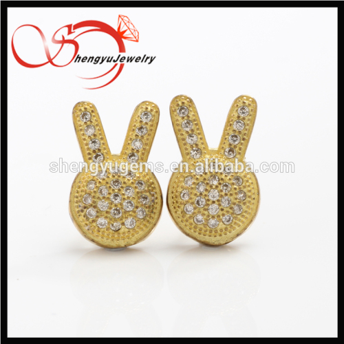 hot sell no plated cooper raw brass Rabbit shapes earrings