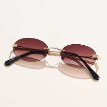 Fashion European and American frameless oval Sunglasses Women's gradually changing color trend Sunglasses men's metal sunglasses