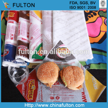 Customized greaseproof hamburger paper with logo printing Fast food greaseproof paper