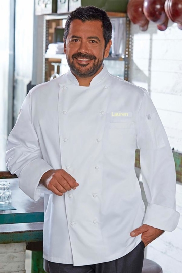 Long-sleeve and double-breasted chef coat