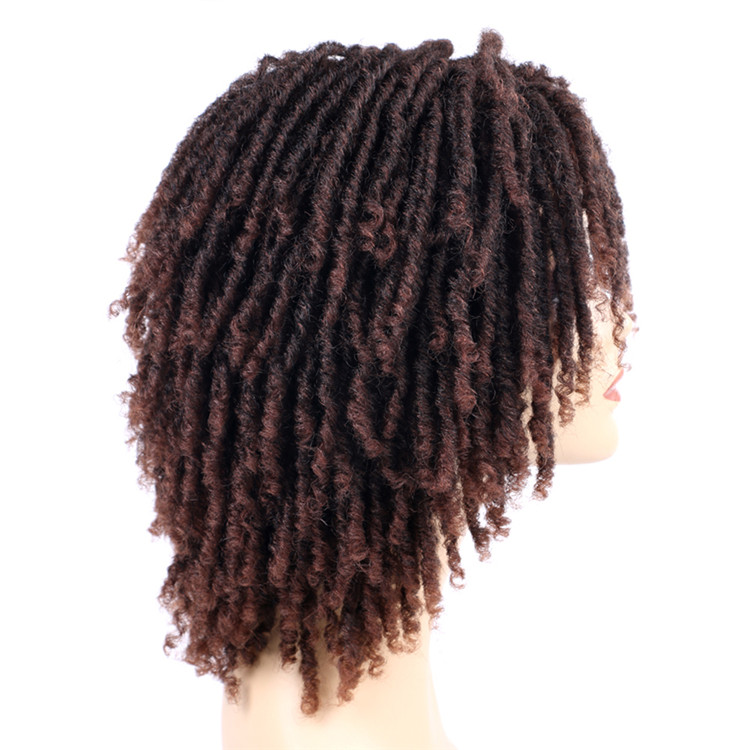 Short Dreadlock Wig 6inch Twisted Wigs for Black Women Faux Locs Afro Braids Crochet Hair Wig Synthetic Hair