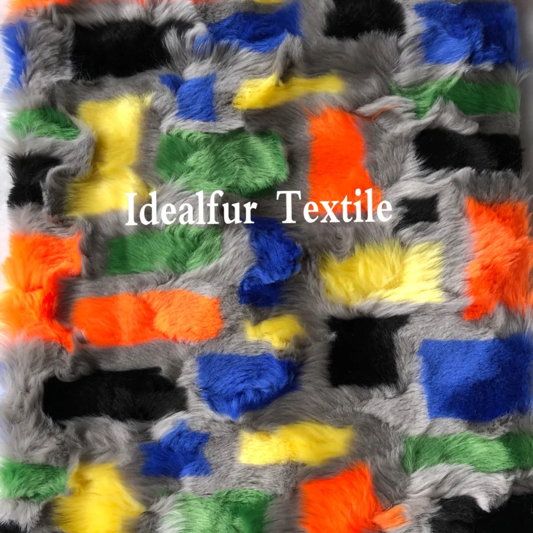 Multi Color Jacquard Short Pile Fake Raccoon Fur