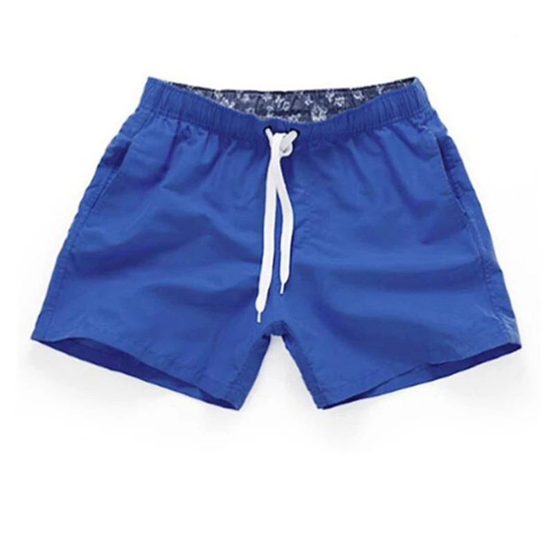 Mens New Board Shorts Summer Solid Elastic Waist Fashion Beach Shorts Swim Trunks