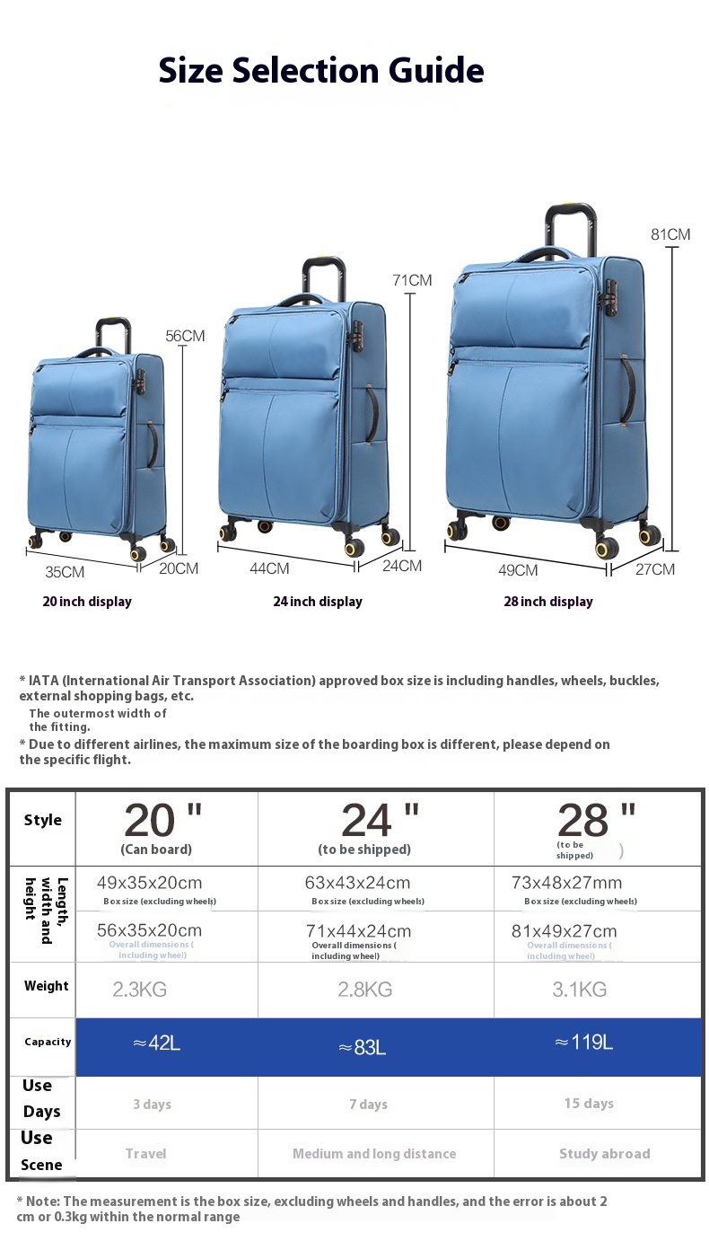 Oxford အထည်ပျော့ပျောင်းသော Trolley အိတ် Oxford Cloth Soft Travel Trolley Bag