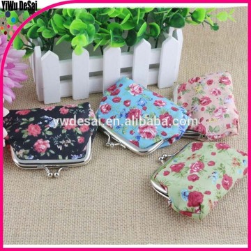 New style fashion flower pattern money clip coin pouch cheap coin purse printed coin pouch