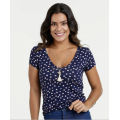 camicetta da donna con scollo a V profondo blusa a pois