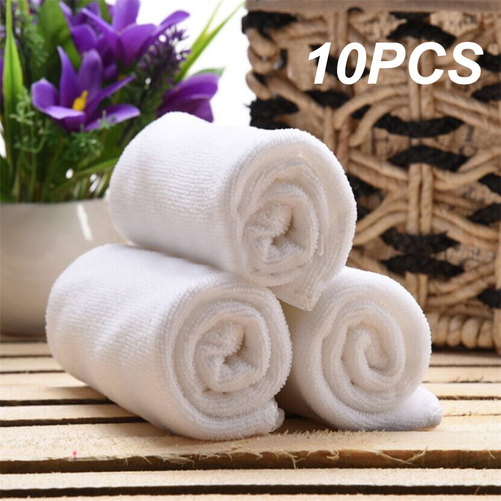 10PC White Ultra Soft Microfiber Fabric Face Hotel Bath Towel Wash Hand Portable Terry Towel Multifunctional Towel