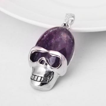 Semi Precious Stone Amethyst skull Gemstone Jewelry Pendant