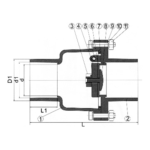 موصل مقبس صمام فحص UPVC الأوسط