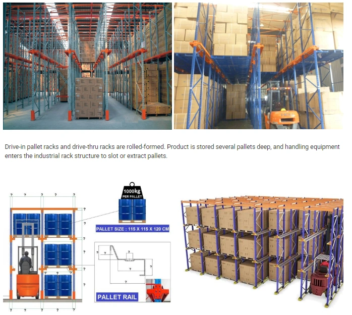 Steel Metallic Ss400 Warehouse Heavy Duty Pallet Storage Forklift Drive in Rack