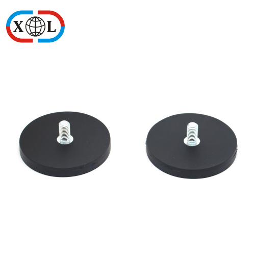 Neodymium Rubber Coated Magnet with External Thread