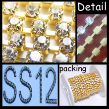 SS12 No Plating Round Base Claw Rhinestone Cup Chain