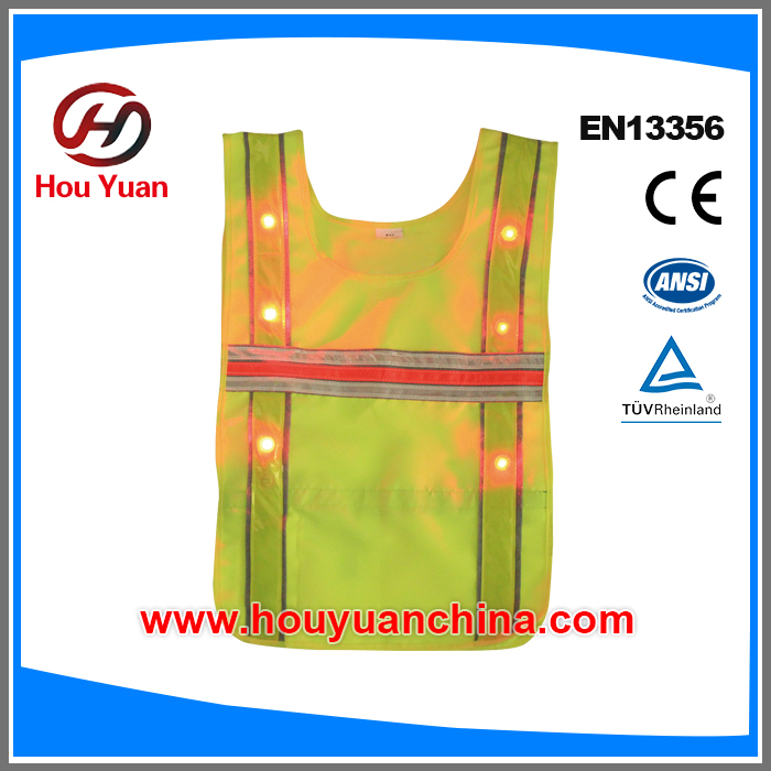 Safety vest with led light, 16pcs light and mesh material Popular in the europe market, PMS colour fabric can be customized