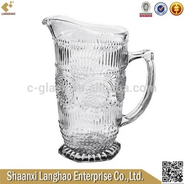 Sunflower Design Clear Glass Beer Jug