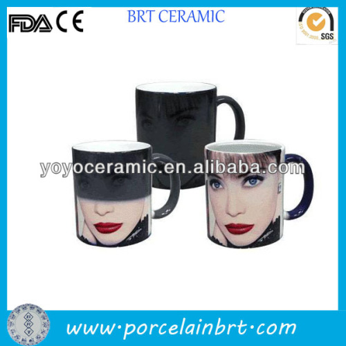 nice design black ceramic colour changing mug for advertising