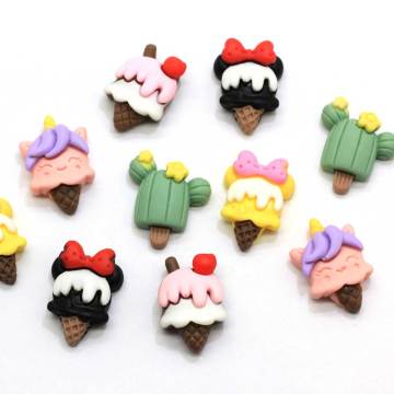 Kawaii dessin animé Cactus mixte crème glacée Popsicle dos plat résine Cabochons Scrapbooking bijoux à bricoler soi-même artisanat décoration accessoires