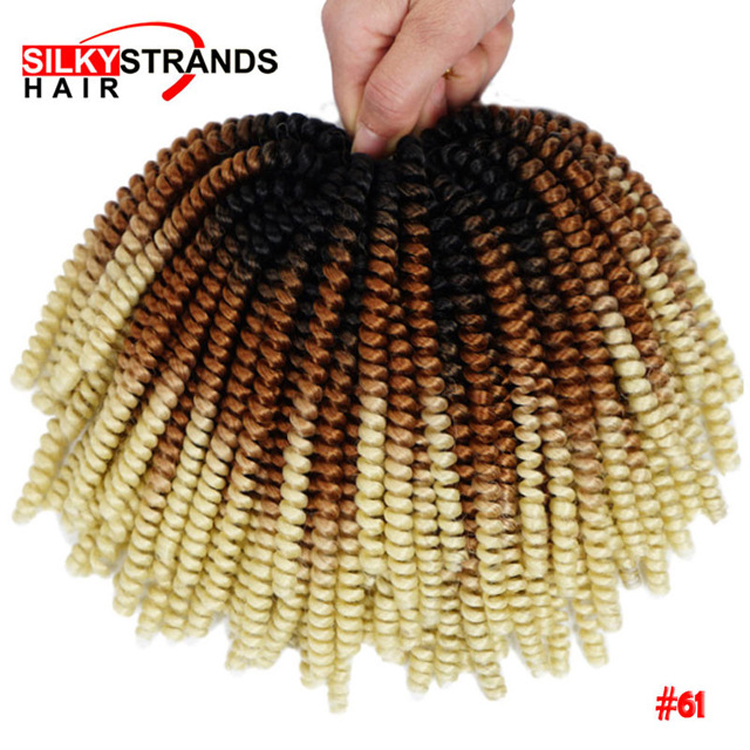 Spring Twist Curly 8 inch Crochet Braids Synthetic Kinky Curly crochet Hair Extensions Ombre Jumbo Braiding Hair Crochet Braids