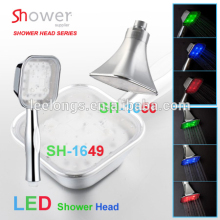 ABS chromed LED color changed rain hand shower head with top shower head