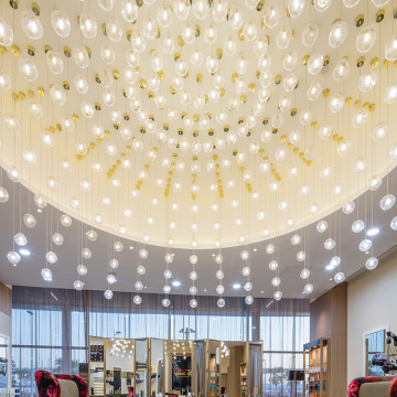 Customized design hotel lobby glass led chandelier light