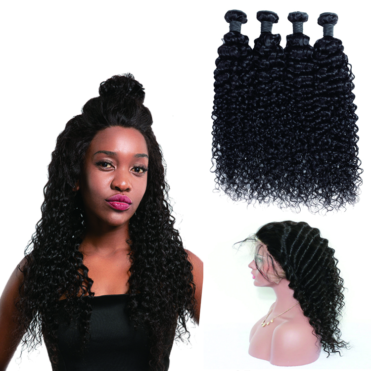 Wholesale virgin indian deep wave human hair cheap nature color 360 lace frontal closure with bundles