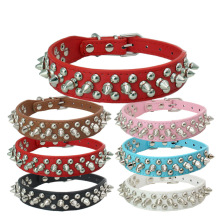 Rivet Studded Adjustable Pu Leather Pet Collars