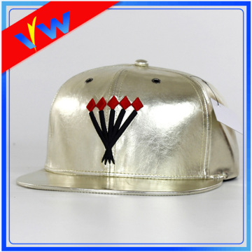 Customize Leather Embroidery Flat Bill Cap