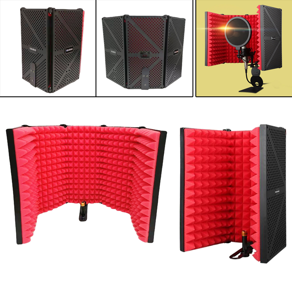 Panel Vocal Recording Red Plastic Studio Isolation Microphone Shield