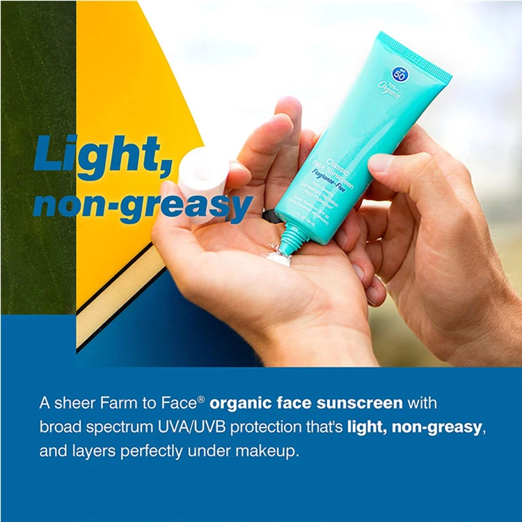 OEM Custom Organic Face Sunscreen & Sunblock Lotion for SPF 50